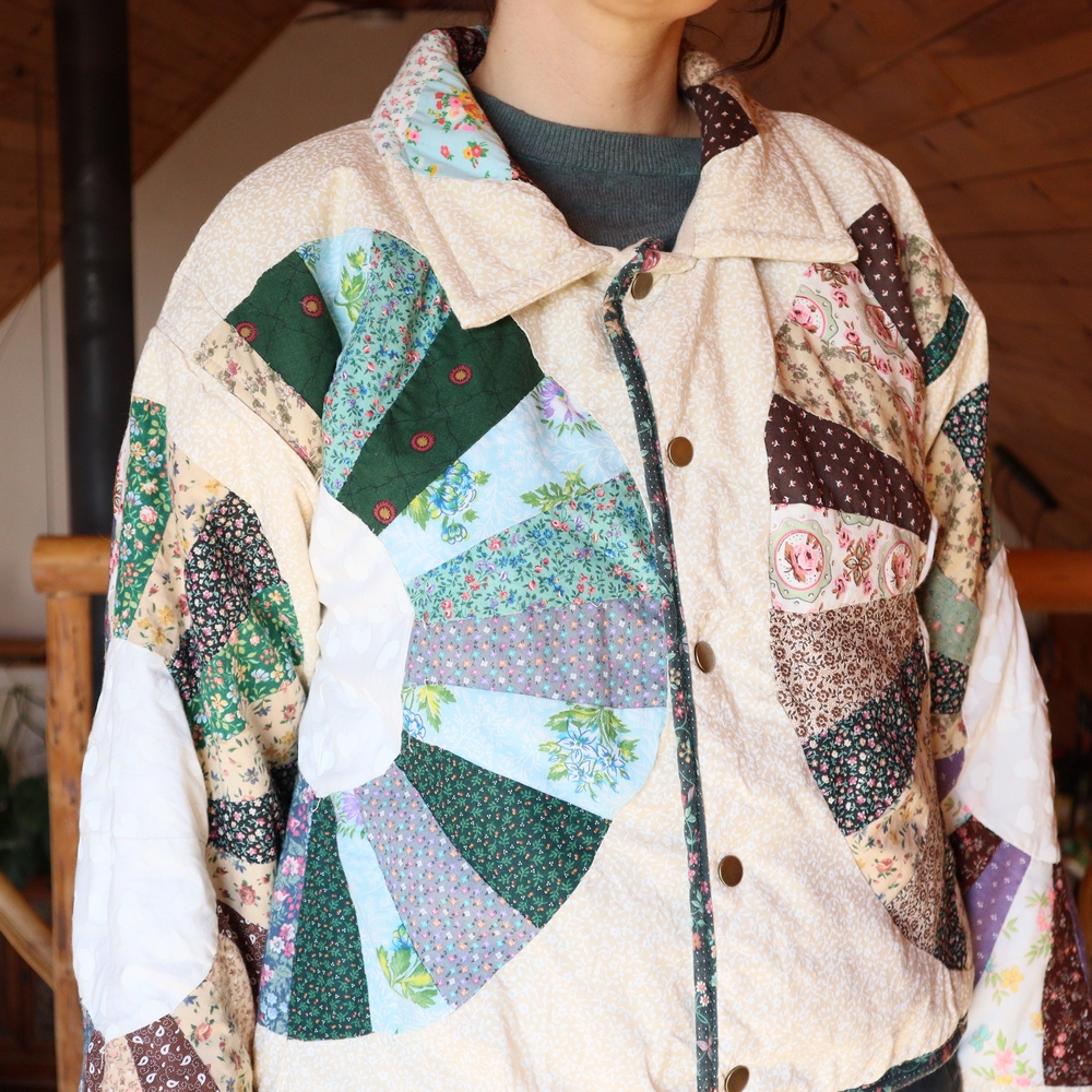 Upcycled Patchwork Quilted Jacket Handmade Vintage Quilt S M L - Picture 8 of 13
